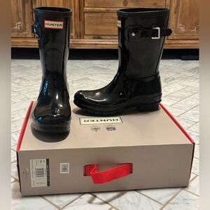 Hunter Short Glossy Black Boots Wellies